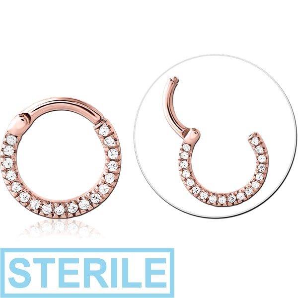 STERILE ROSE GOLD PVD COATED SURGICAL STEEL JEWELLED MULTI PURPOSE CLICKER