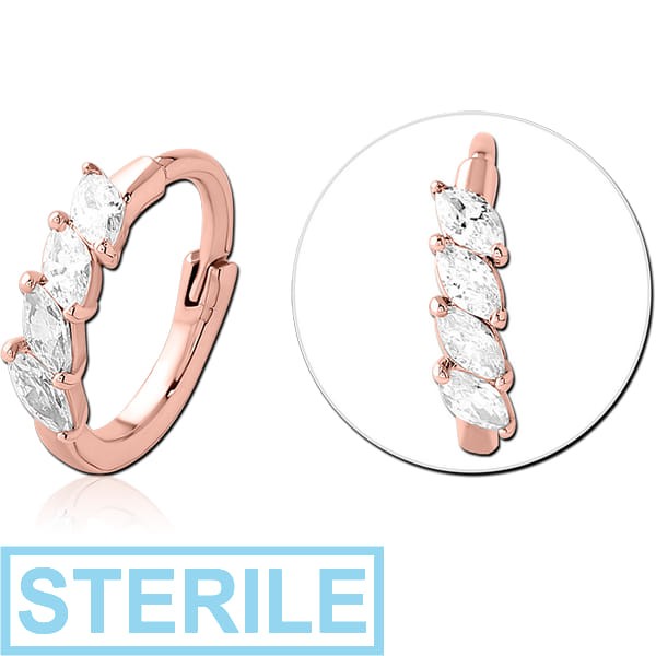 STERILE ROSE GOLD PVD COATED SURGICAL STEEL JEWELLED MULTI PURPOSE CLICKER