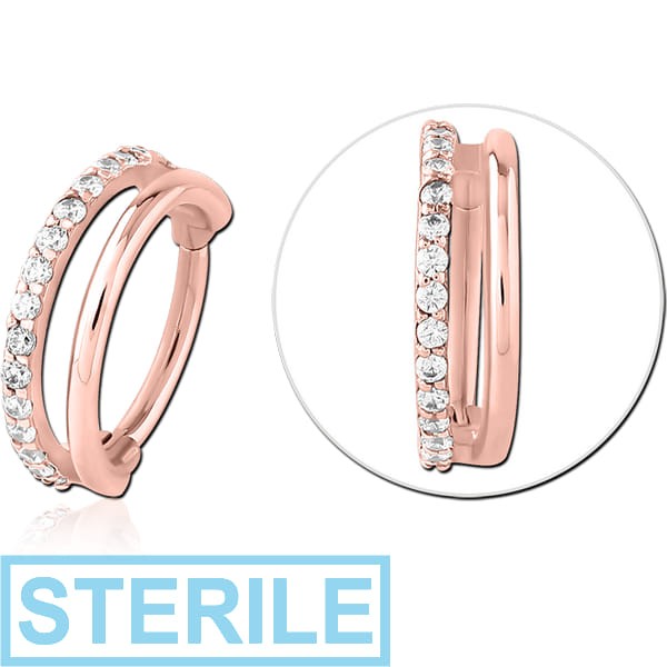 STERILE ROSE GOLD PVD COATED SURGICAL STEEL JEWELLED MULTI PURPOSE CLICKER