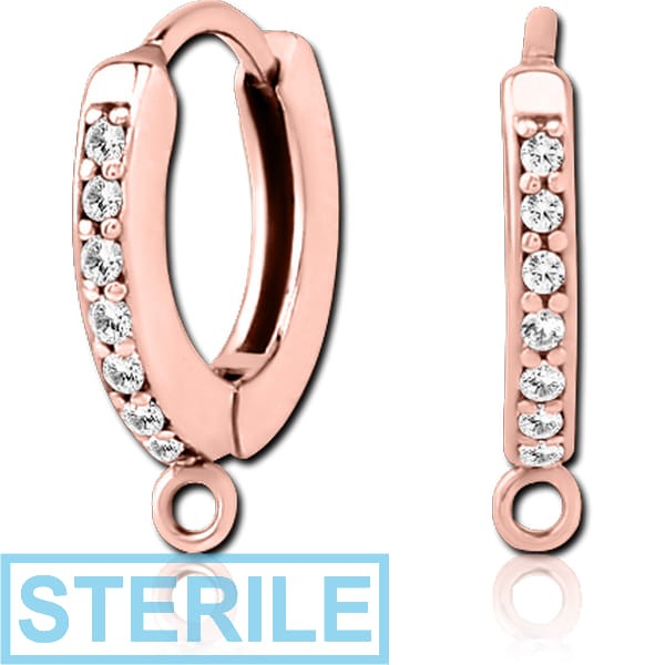 STERILE ROSE GOLD PVD COATED SURGICAL STEEL JEWELLED HUGGIES PAIR