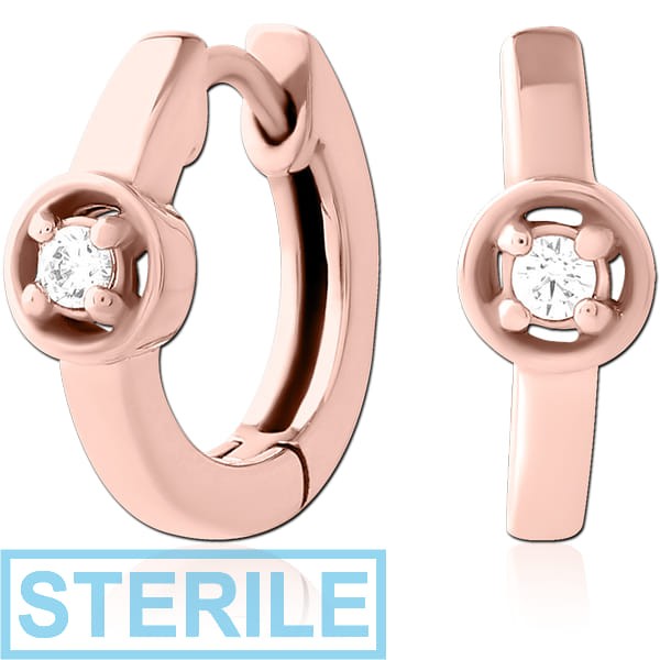 STERILE ROSE GOLD PVD COATED SURGICAL STEEL JEWELLED HUGGIES PAIR