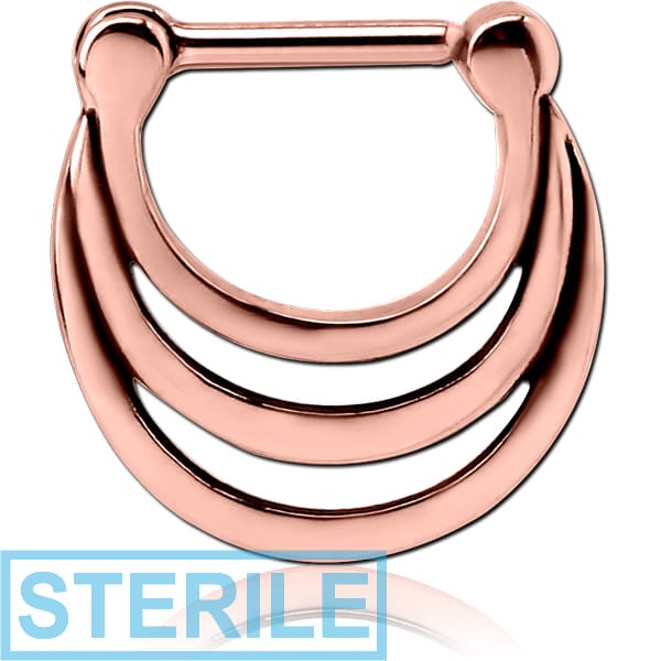 STERILE ROSE GOLD PVD COATED SURGICAL STEEL HINGED SEPTUM CLICKER