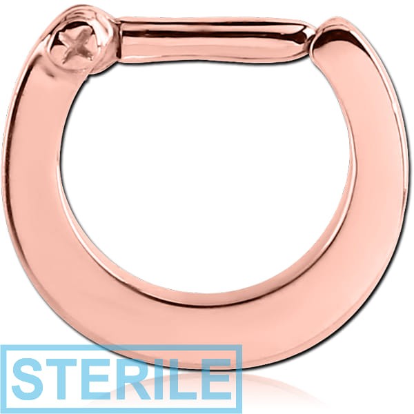 STERILE ROSE GOLD PVD COATED SURGICAL STEEL HINGED SEPTUM CLICKER