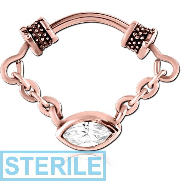 STERILE ROSE GOLD PVD COATED SURGICAL STEEL JEWELLED SEPTUM