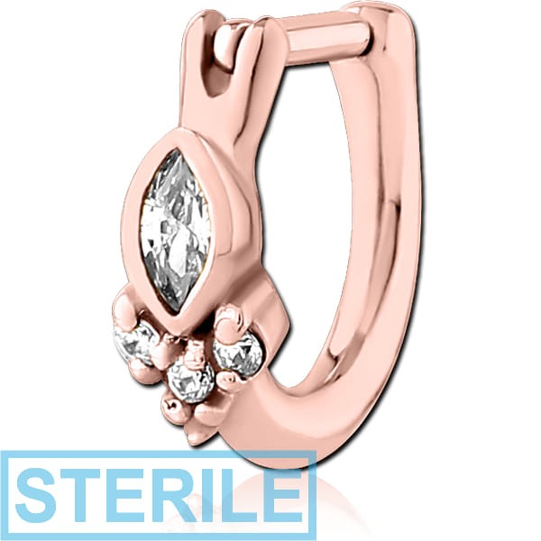 STERILE ROSE GOLD PVD COATED SURGICAL STEEL JEWELLED TRAGUS CLICKER