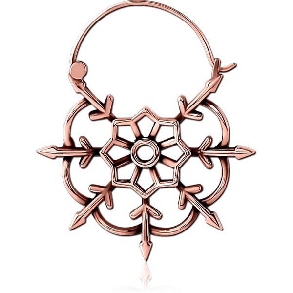 STERILE ROSE GOLD PVD COATED SURGICAL STEEL HOOP EARRING FOR TUNNEL