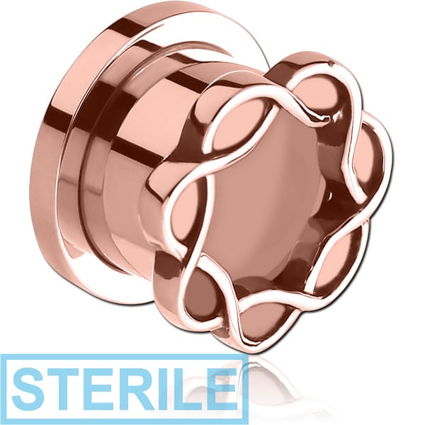 STERILE ROSE GOLD PVD COATED STAINLESS STEEL THREADED TUNNEL - CELTIC CIRCLE