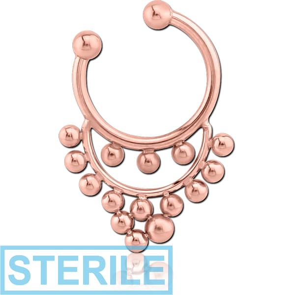 STERILE ROSE GOLD PVD COATED SURGICAL STEEL FAKE SEPTUM RING - 15 BALLS