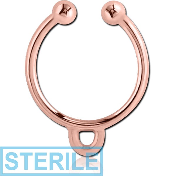 STERILE ROSE GOLD PVD COATED SURGICAL STEEL FAKE SEPTUM RING - HOOP