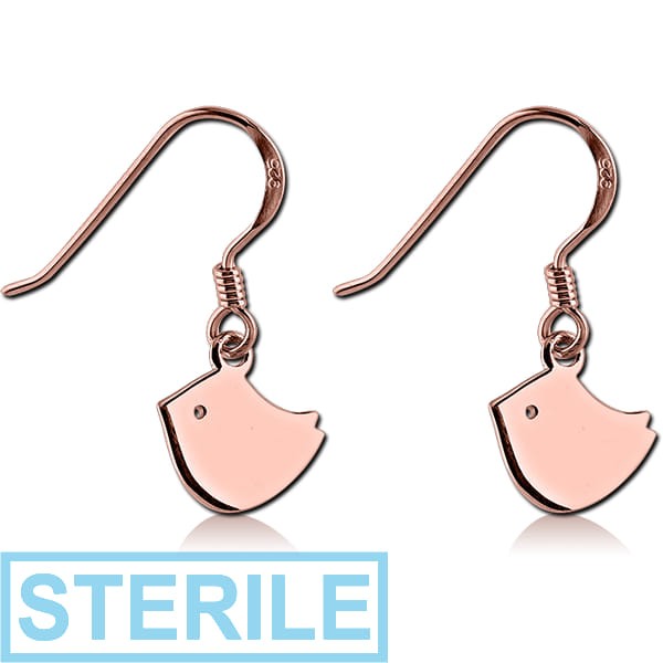STERILE STERLING SILVER 925 ROSE GOLD PVD COATED EARRINGS PAIR - CHIKS