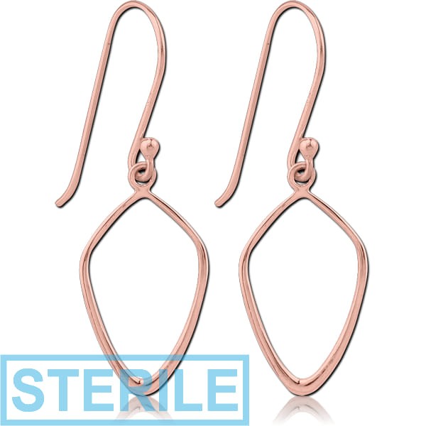 STERILE STERLING SILVER 925 ROSE GOLD PVD COATED EARRINGS PAIR