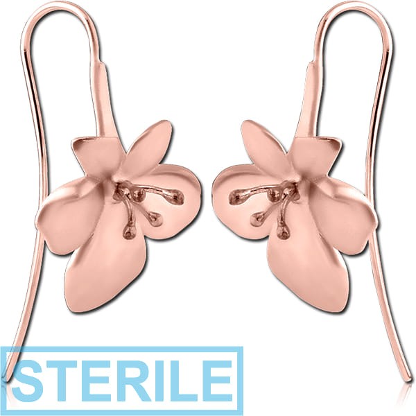 STERILE STERLING SILVER 925 ROSE GOLD COATED EARRINGS PAIR - FLOWER