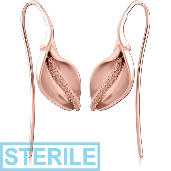 STERILE STERLING SILVER 925 ROSE GOLD PVD COTAED EARRINGS PAIR - FLOWER