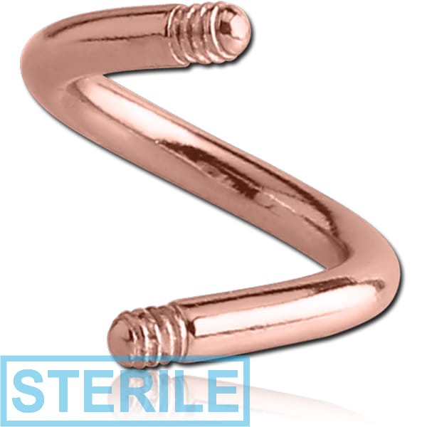 STERILE ROSE GOLD PVD COATED SURGICAL STEEL BODY SPIRAL PIN