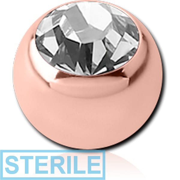STERILE ROSE GOLD PVD COATED TITANIUM PREMIUM CRYSTAL JEWELLED BALLS