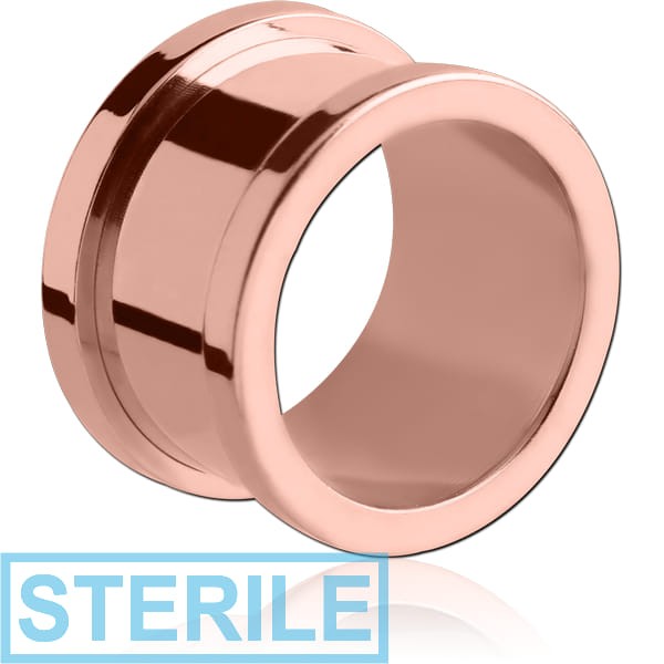 STERILE ROSE GOLD PVD COATED SURGICAL STEEL THREADED TUNNEL