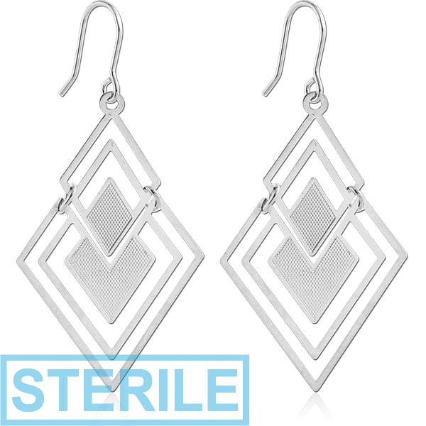 STERILE RHODIUM PLATED BRASS EARRINGS PAIR