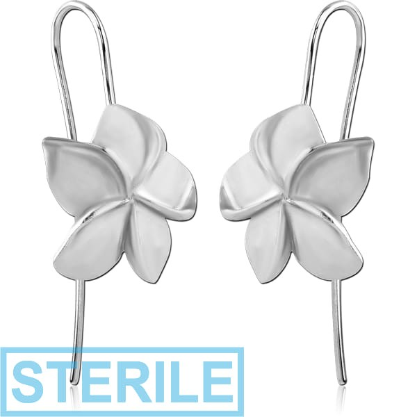 STERILE STERLING SILVER 925 RHODIUM PLATED EARRINGS PAIR - FLOWER