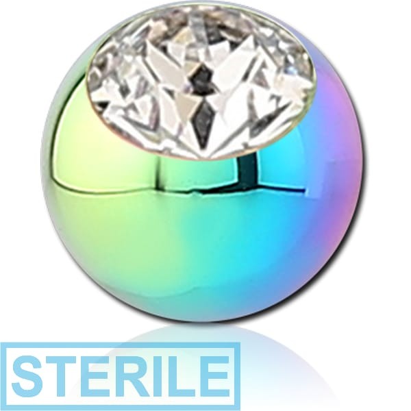 STERILE RAINBOW PVD COATED SURGICAL STEEL PREMIUM CRYSTAL JEWELLED BALL