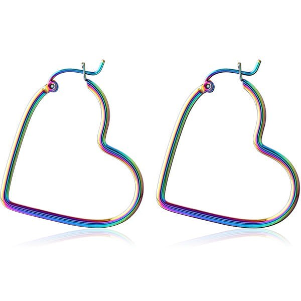STERILE RAINBOW PVD COATED SURGICAL STEEL WIRE HOOP EARRINGS