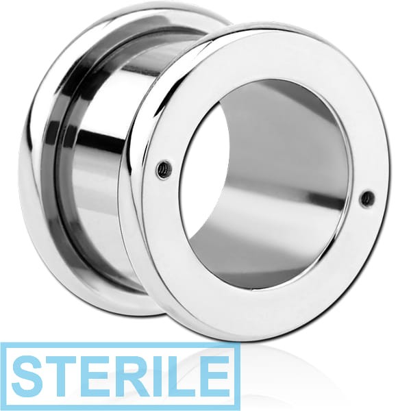 STERILE STAINLESS STEEL ROUND-EDGE THREADED TUNNEL WITH 2 HOLE FOR THREADED 0.9