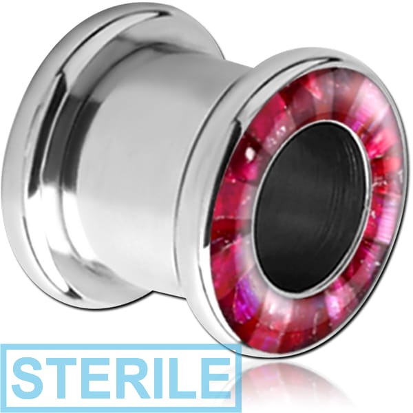 STERILE SURGICAL STEEL SYNTHETIC MOTHER OF PEARL MOSAIC ROUND-EDGE THREADED TUNNEL