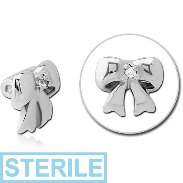 STERILE SURGICAL STEEL JEWELLED ATTACHMENT FOR BALL CLOSURE RING - BOW TIE