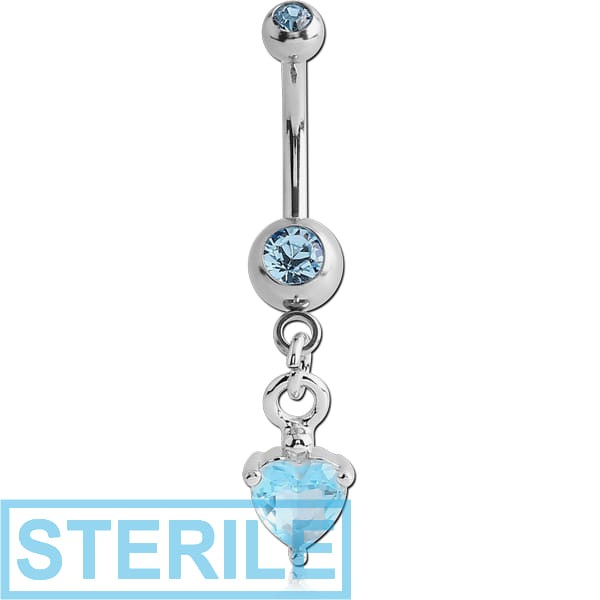 STERILE SURGICAL STEEL DOUBLE PREMIUM CRYSTAL JEWELLED MINI NAVEL BANANA WITH HOOP