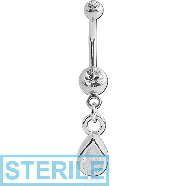 STERILE SURGICAL STEEL DOUBLE PREMIUM CRYSTAL JEWELLED MINI NAVEL BANANA WITH HOOP