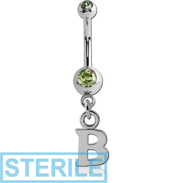 STERILE SURGICAL STEEL DOUBLE PREMIUM CRYSTAL JEWELLED MINI NAVEL BANANA WITH HOOP