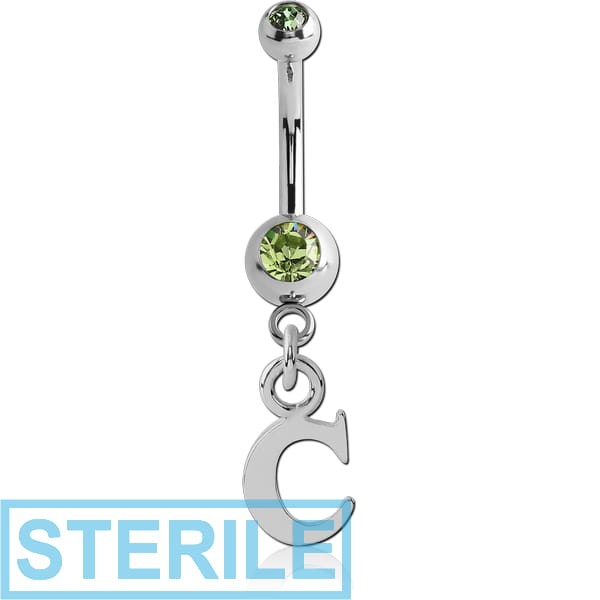 STERILE SURGICAL STEEL DOUBLE PREMIUM CRYSTAL JEWELLED MINI NAVEL BANANA WITH HOOP