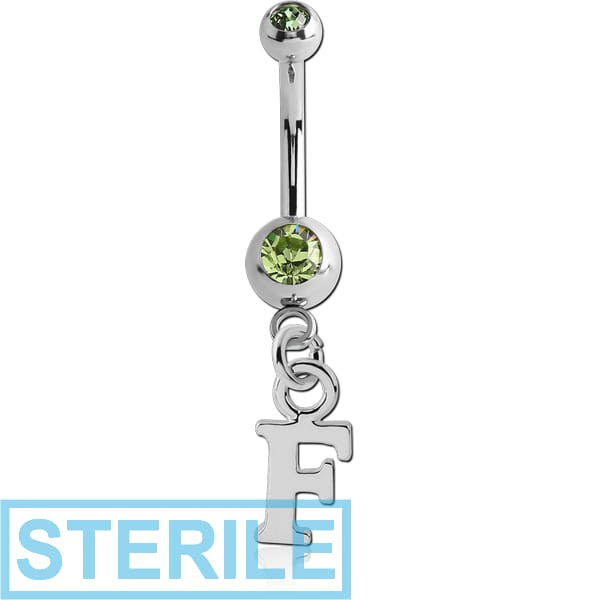 STERILE SURGICAL STEEL DOUBLE PREMIUM CRYSTAL JEWELLED MINI NAVEL BANANA WITH HOOP