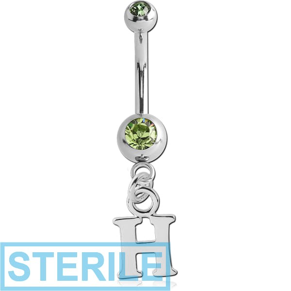 STERILE SURGICAL STEEL DOUBLE PREMIUM CRYSTAL JEWELLED MINI NAVEL BANANA WITH HOOP