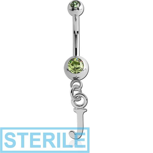 STERILE SURGICAL STEEL DOUBLE PREMIUM CRYSTAL JEWELLED MINI NAVEL BANANA WITH HOOP