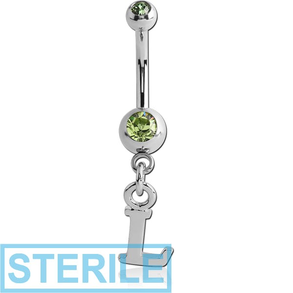STERILE SURGICAL STEEL DOUBLE PREMIUM CRYSTAL JEWELLED MINI NAVEL BANANA WITH HOOP