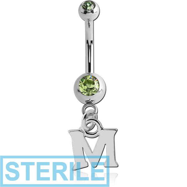 STERILE SURGICAL STEEL DOUBLE PREMIUM CRYSTAL JEWELLED MINI NAVEL BANANA WITH HOOP