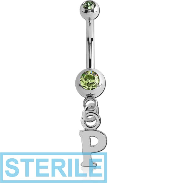 STERILE SURGICAL STEEL DOUBLE HIGH END CRYSTAL JEWELLED MINI NAVEL BANANA WITH HOOP