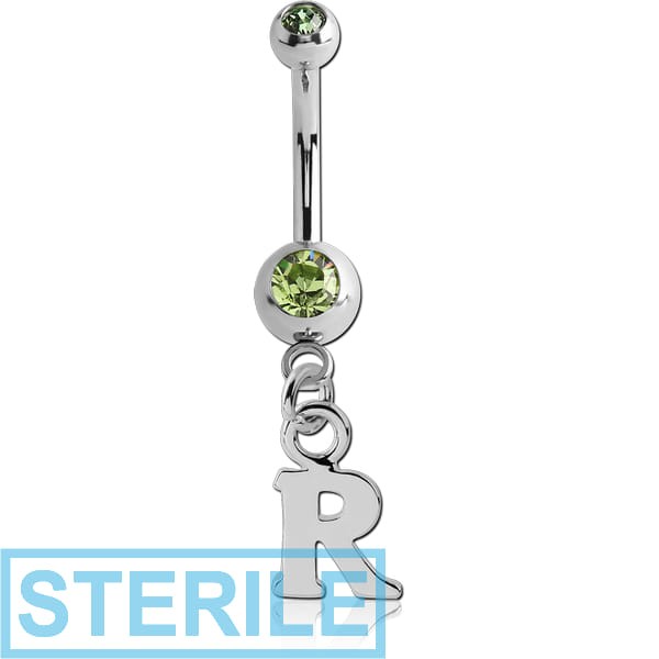 STERILE SURGICAL STEEL DOUBLE PREMIUM CRYSTAL JEWELLED MINI NAVEL BANANA WITH HOOP