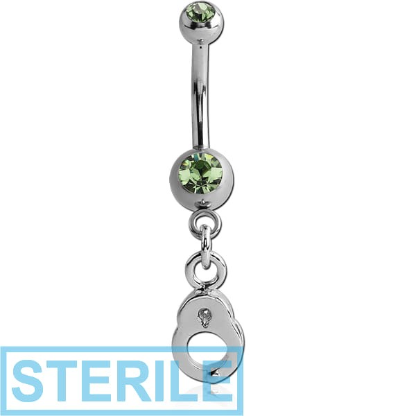 STERILE SURGICAL STEEL DOUBLE HIGH END CRYSTAL JEWELLED MINI NAVEL BANANA WITH HOOP