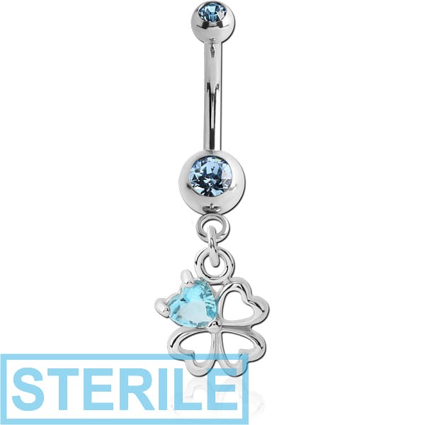 STERILE SURGICAL STEEL DOUBLE PREMIUM CRYSTAL JEWELLED MINI NAVEL BANANA WITH HOOP