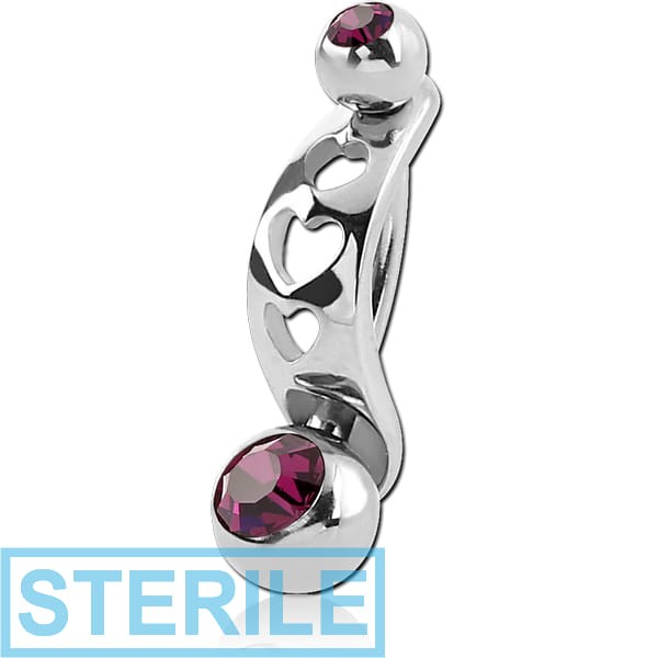 STERILE SURGICAL STEEL INTIMATE SHIELD AND DOUBLE JEWELLED MINI NAVEL BANANA