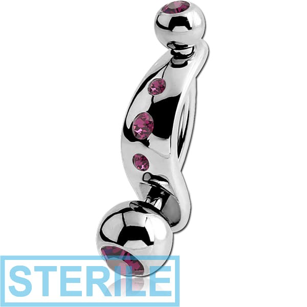 STERILE SURGICAL STEEL INTIMATE SHIELD AND DOUBLE JEWELLED MINI NAVEL BANANA