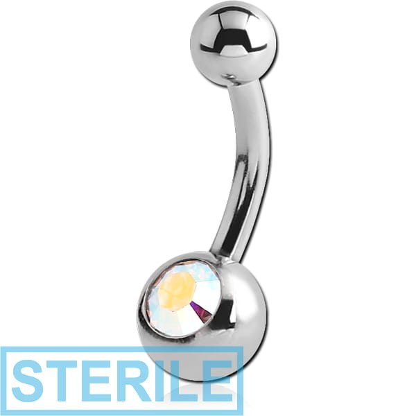 STERILE SURGICAL STEEL JEWELLED MINI NAVEL BANANA