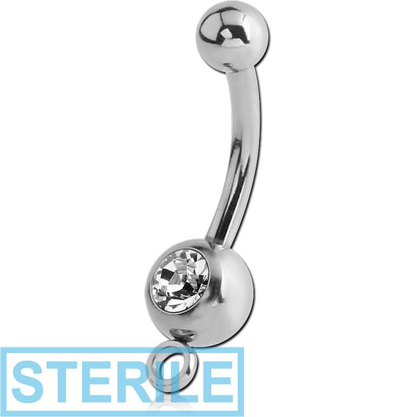 STERILE SURGICAL STEEL HIGH END CRYSTAL JEWELLED MINI NAVEL BANANA WITH HOOP