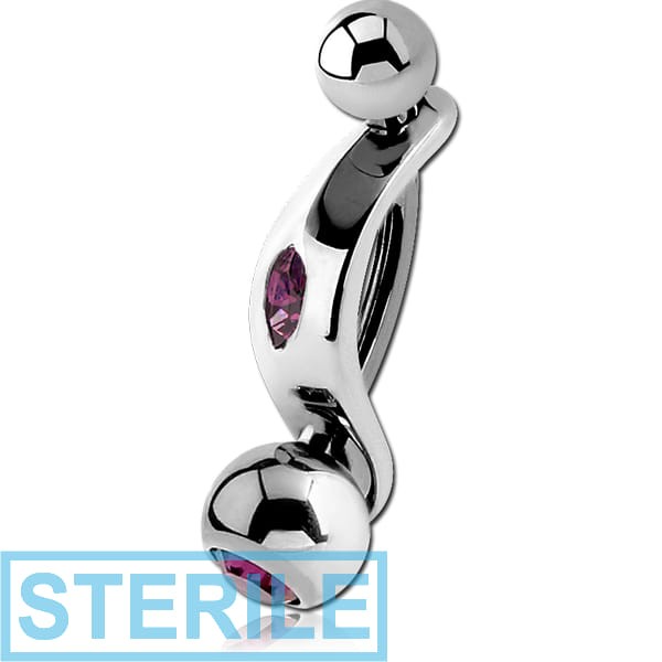 STERILE SURGICAL STEEL JEWELLED INTIMATE SHIELD NAVEL BANANA