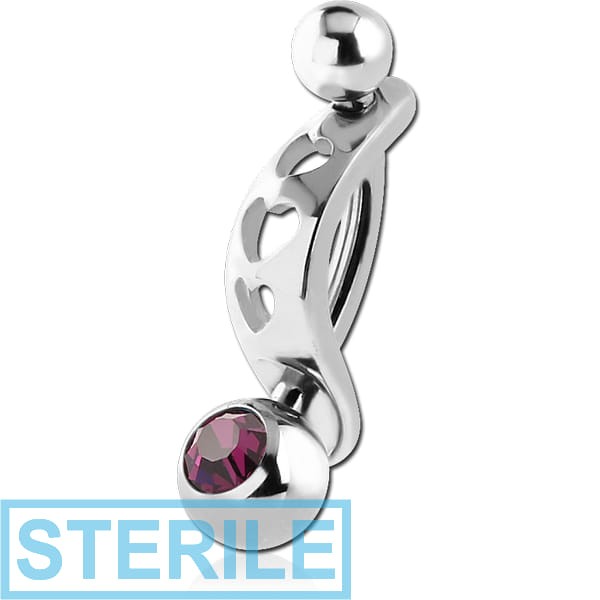 STERILE SURGICAL STEEL INTIMATE SHIELD AND JEWELLED MINI NAVEL BANANA