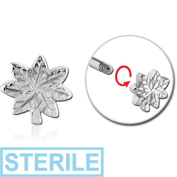 STERILE SURGICAL STEEL ATTACHMENT FOR 1.6 MM THREADED PIN - MARIJUANA LEAF
