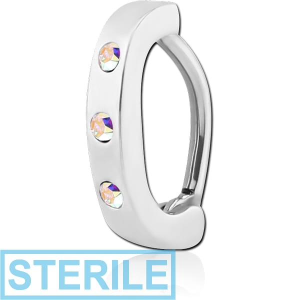 STERILE SURGICAL STEEL JEWELLED BELLY CLICKER - TRIPLE GEM