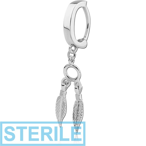 STERILE SURGICAL STEEL BELLY CLICKER WITH DANGLING CHARM