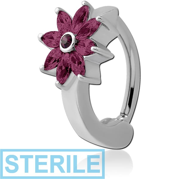STERILE SURGICAL STEEL JEWELLED BELLY CLICKER - FLOWER